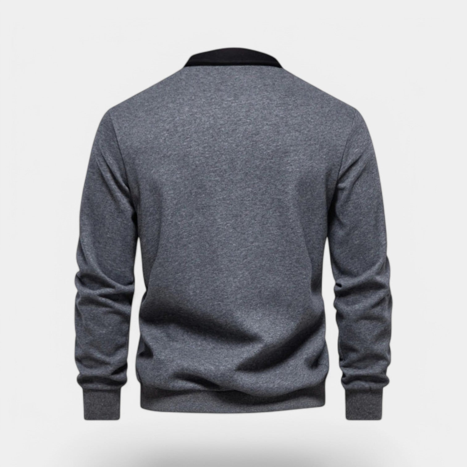 Norrskenberg | Herr Polo‑sweatshirt med Dresskrage – Bomullspullover