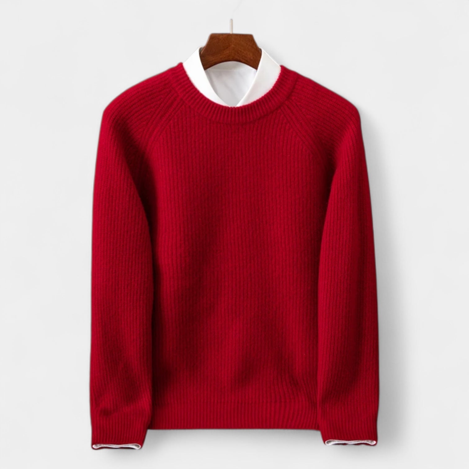 Norrskenberg | Herr Classic Merinoulltröja - Ribbade Raglanärmar