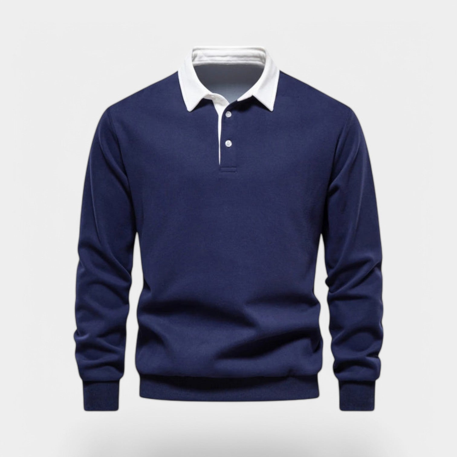 Norrskenberg | Herr Polo‑sweatshirt med Dresskrage – Bomullspullover