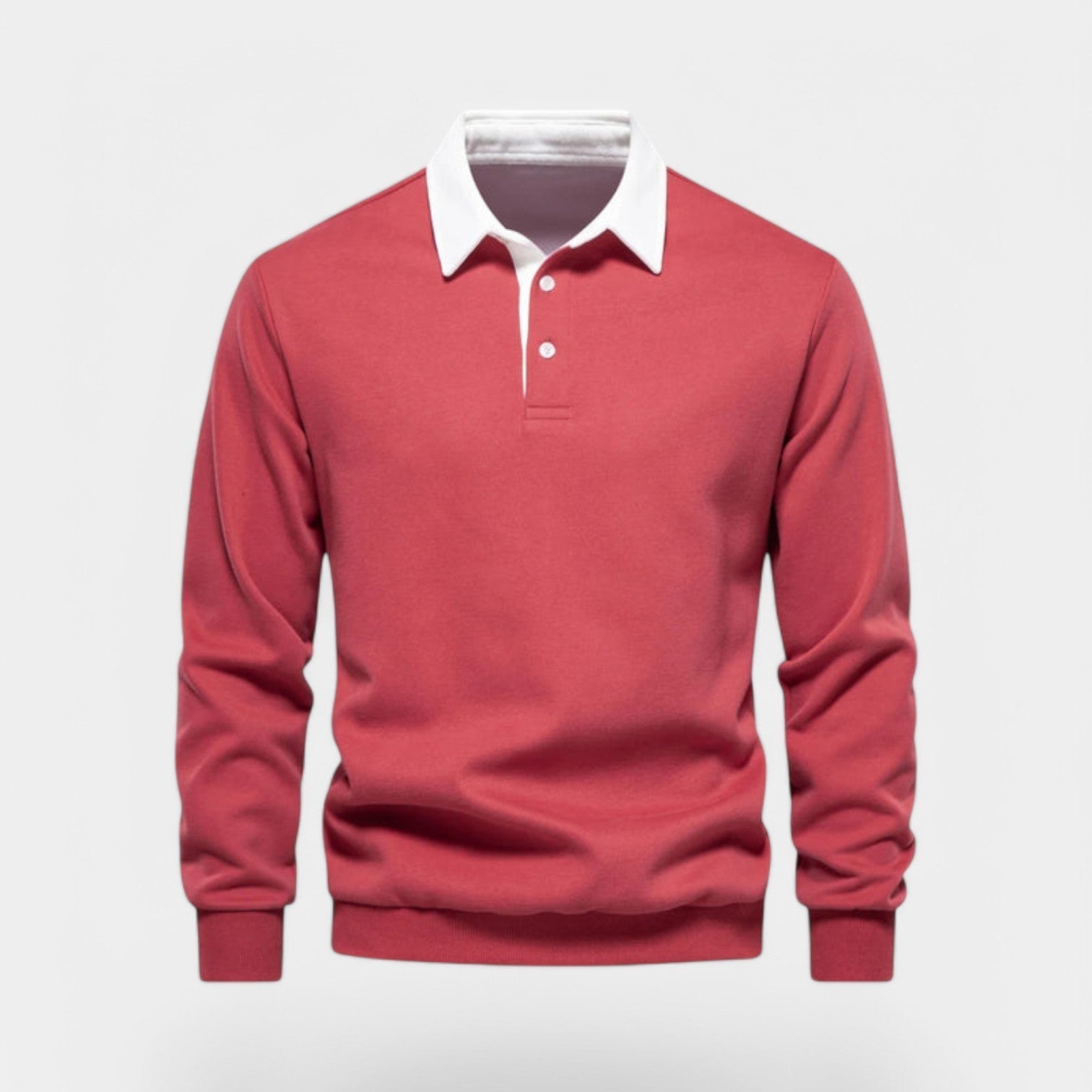 Norrskenberg | Herr Polo‑sweatshirt med Dresskrage – Bomullspullover