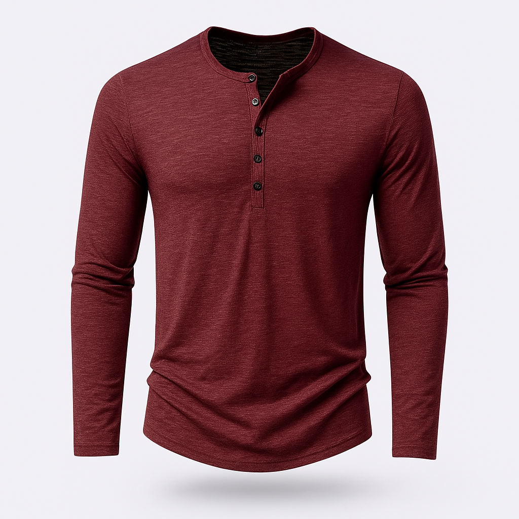 Norrskenberg | Långärmad Henley Skjorta i bomull | Casual Shirt