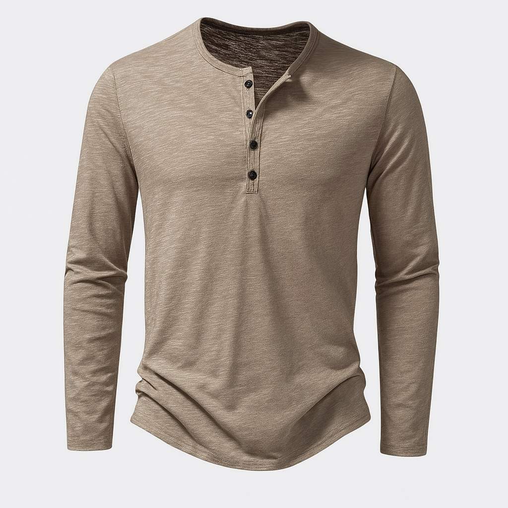Norrskenberg | Långärmad Henley Skjorta i bomull | Casual Shirt