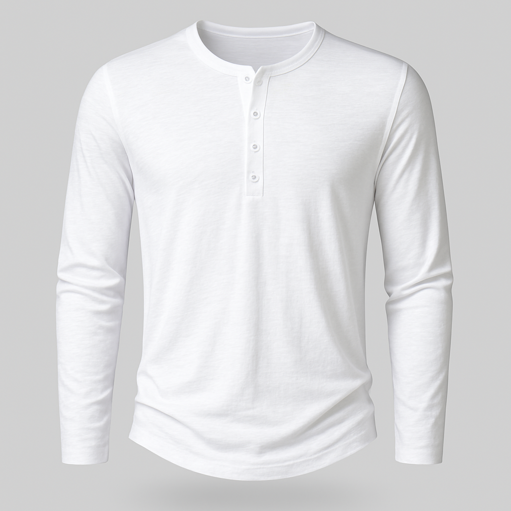 Norrskenberg | Långärmad Henley Skjorta i bomull | Casual Shirt