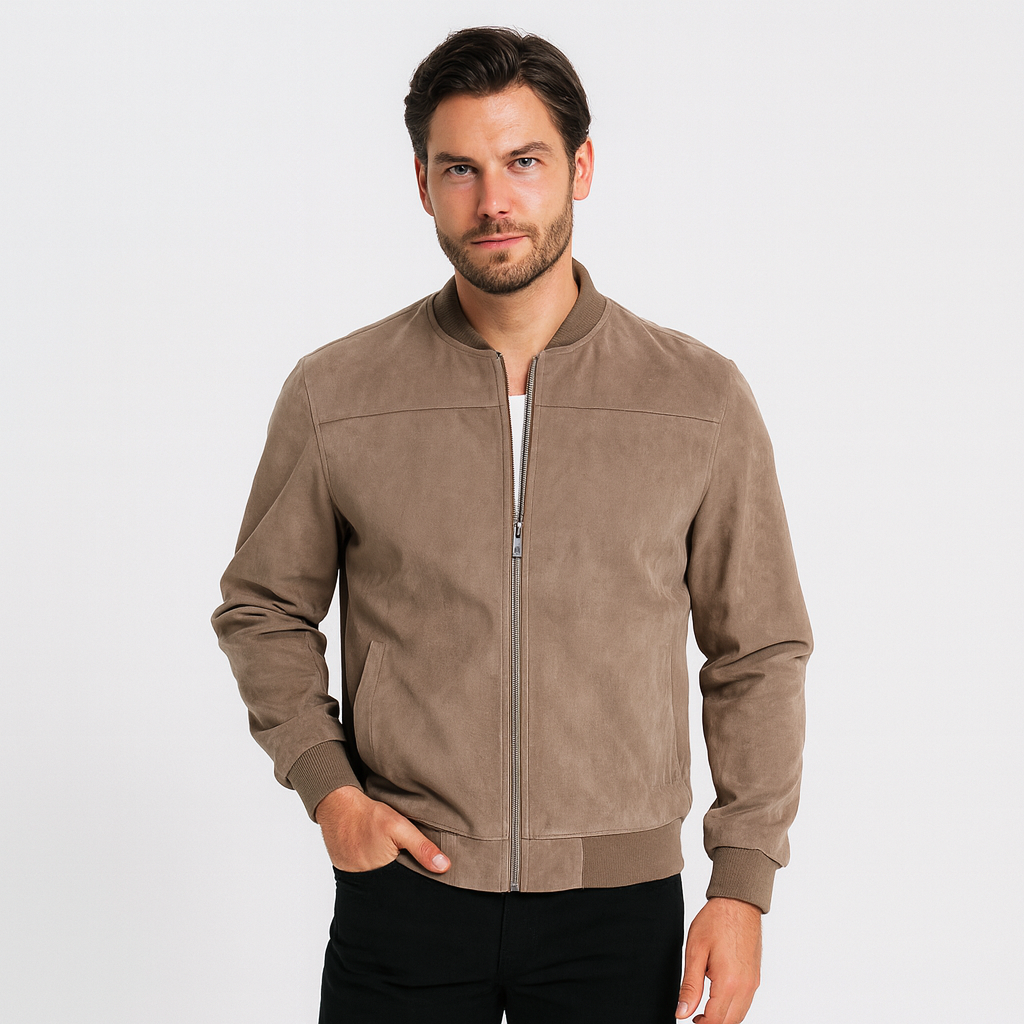 Norrskenberg | Bomberjacka för män - Mjuk fuskmocka