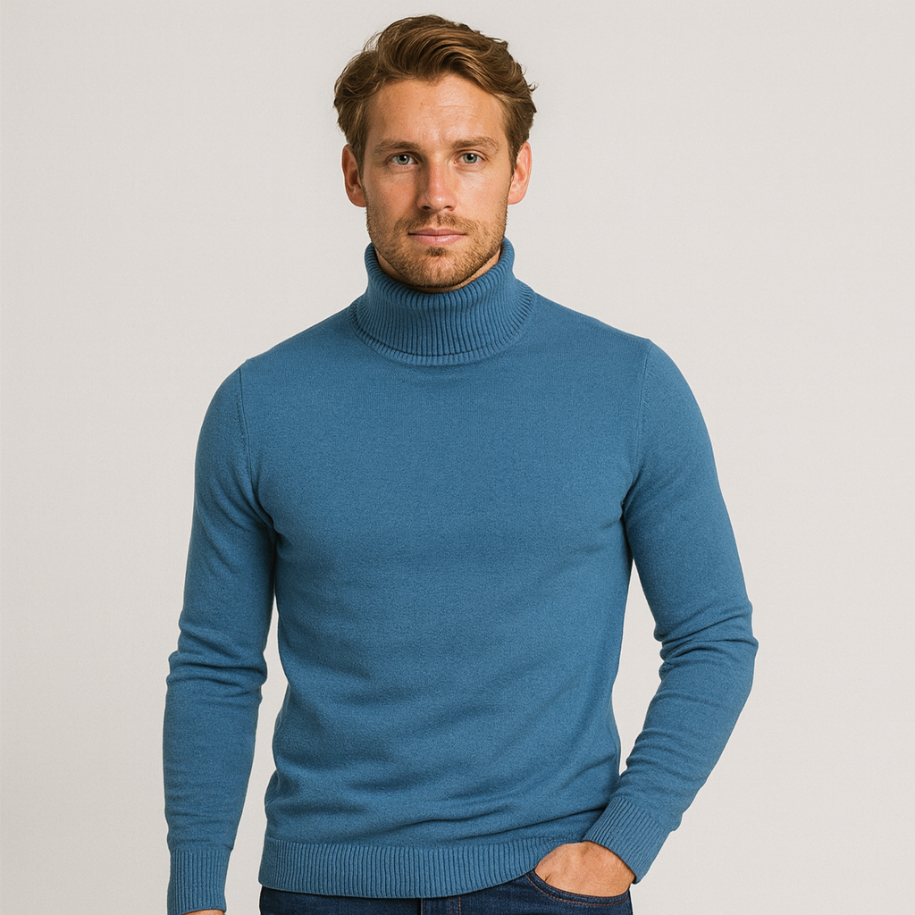 Norrskenberg | Ribbstickad Turtleneck-Tröja för Män