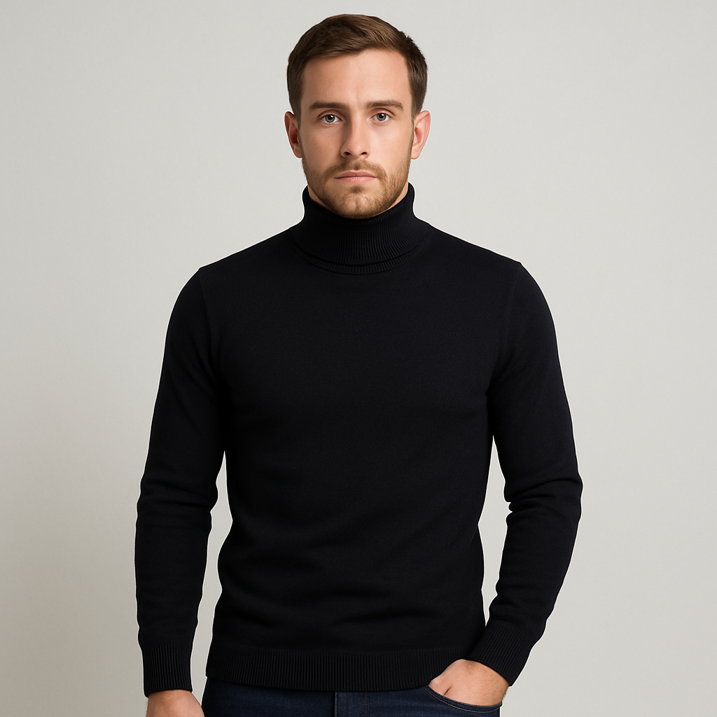 Norrskenberg | Ribbstickad Turtleneck-Tröja för Män