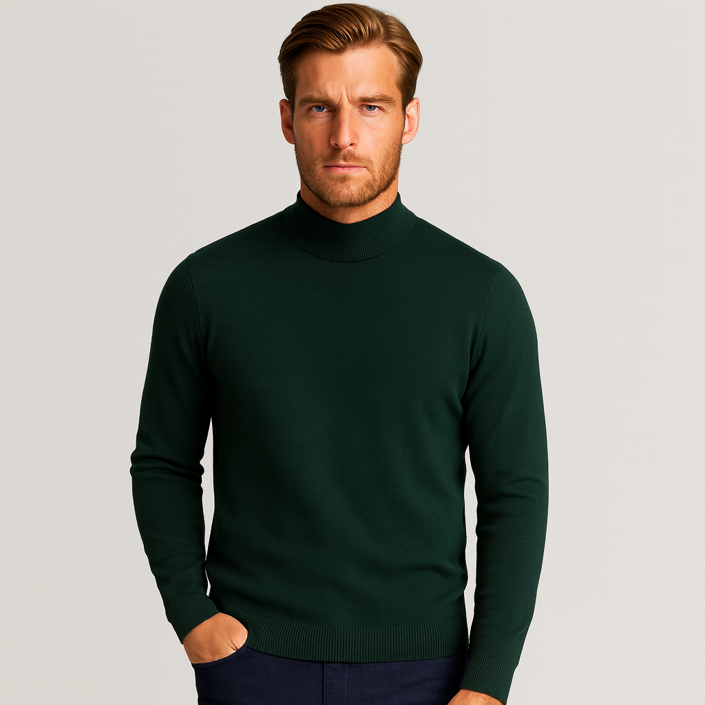 Norrskenberg | Herr Tröja med Halvhög Turtleneck - Merino