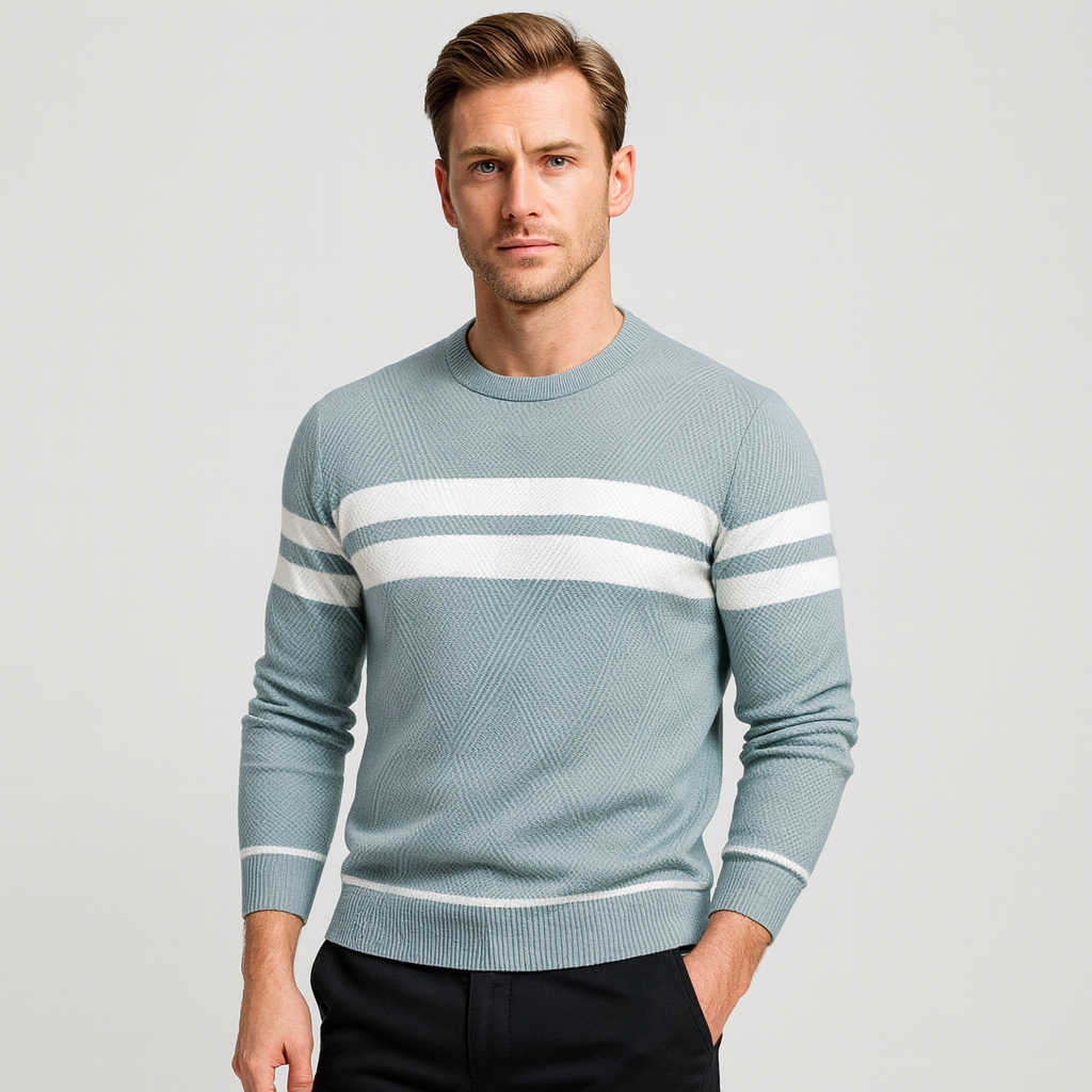 Norrskenberg | Herr Randig Tröja – Långärmad Crewneck