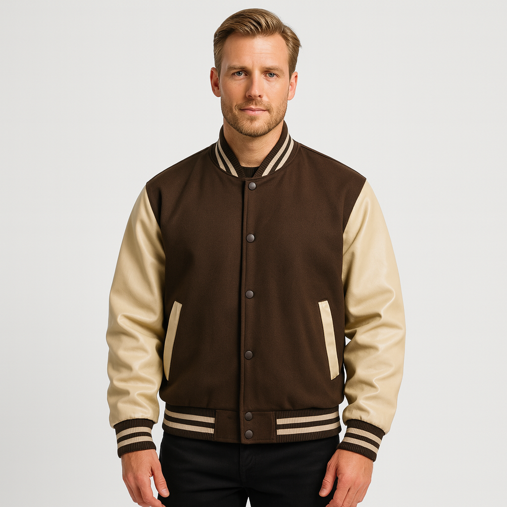 Norrskenberg | Collegejacka med Läderärmar - Baseball Jacka