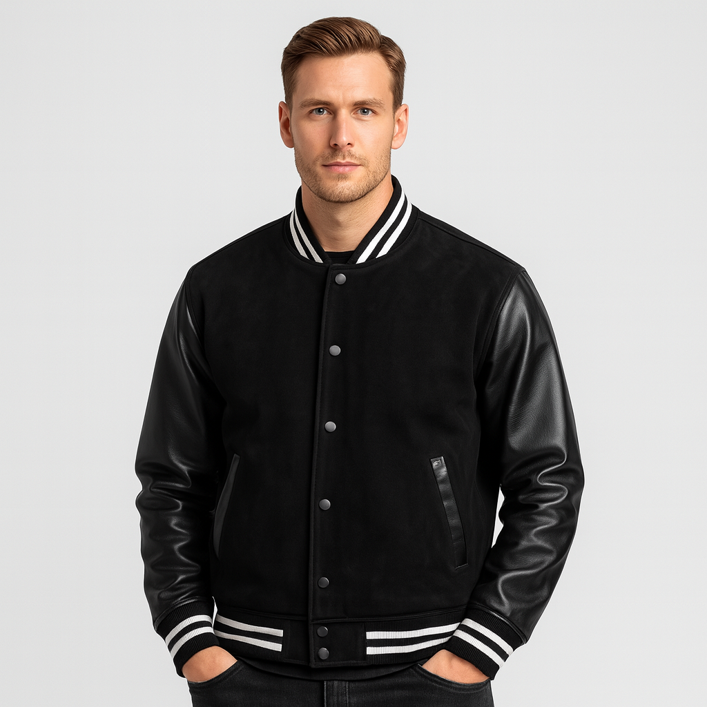 Norrskenberg | Collegejacka med Läderärmar - Baseball Jacka