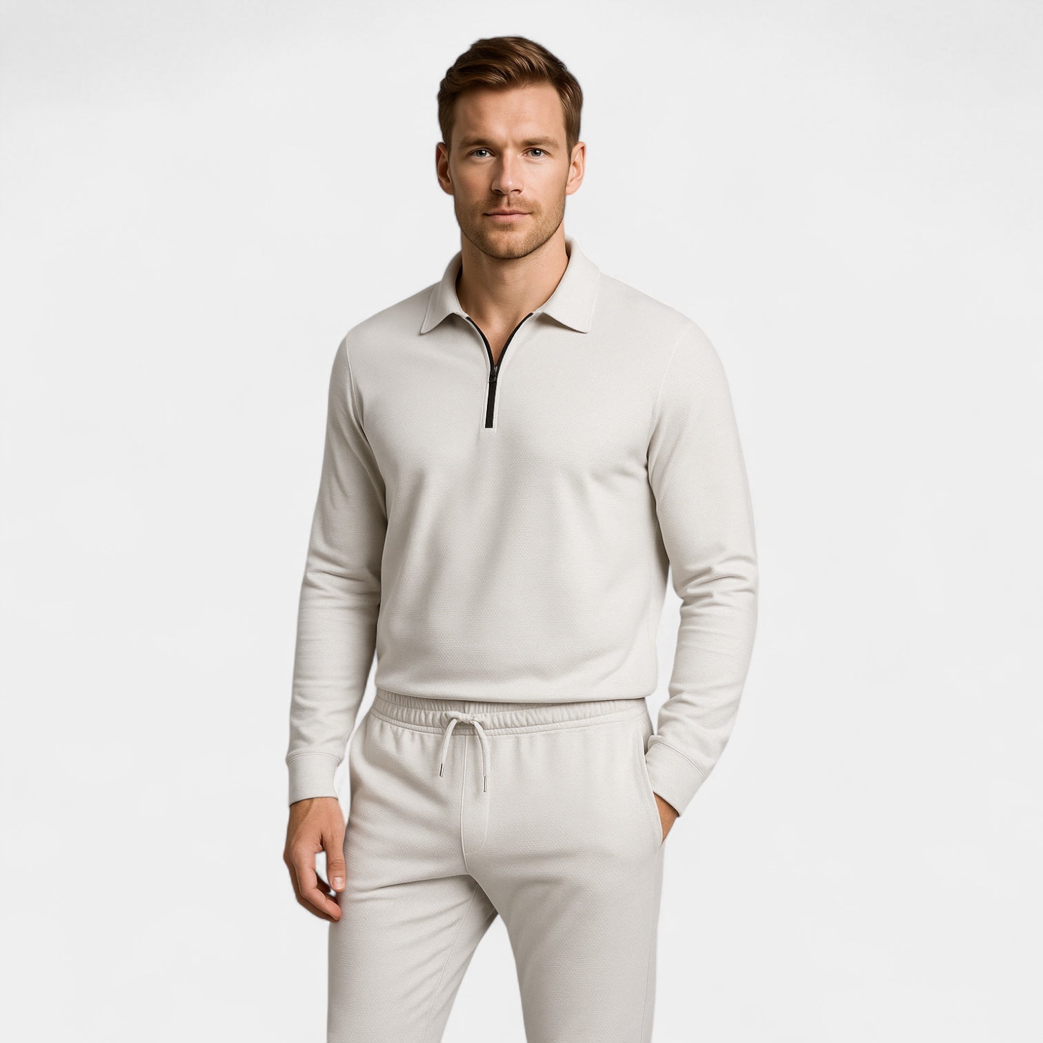 Norrskenberg | Herr Casual Tracksuit - Zip-Piké & Mjuka Joggers