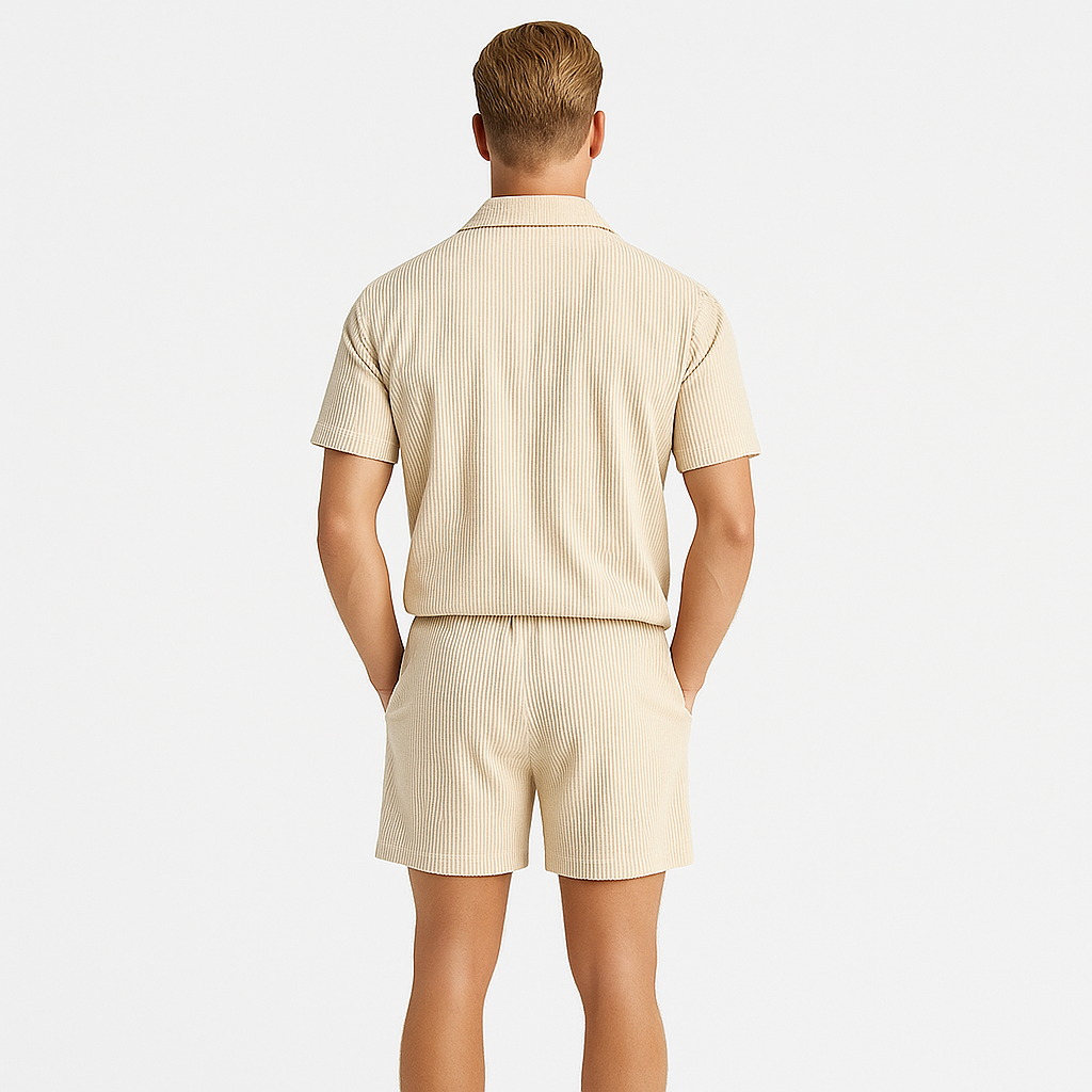 Norrskenberg | Sommarset i Manchestertyg - Kortärmad Skjorta med Matchande Herrshorts