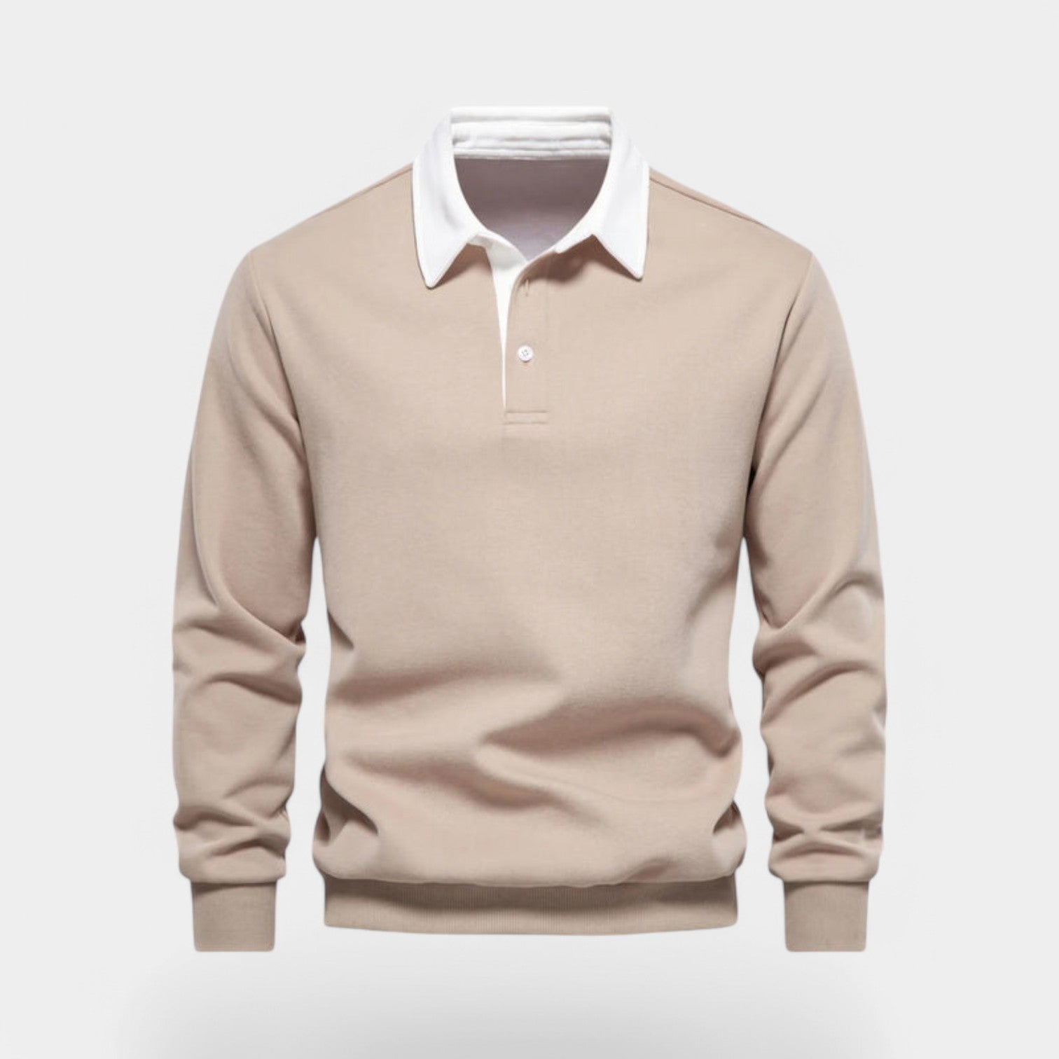 Norrskenberg | Herr Polo‑sweatshirt med Dresskrage – Bomullspullover