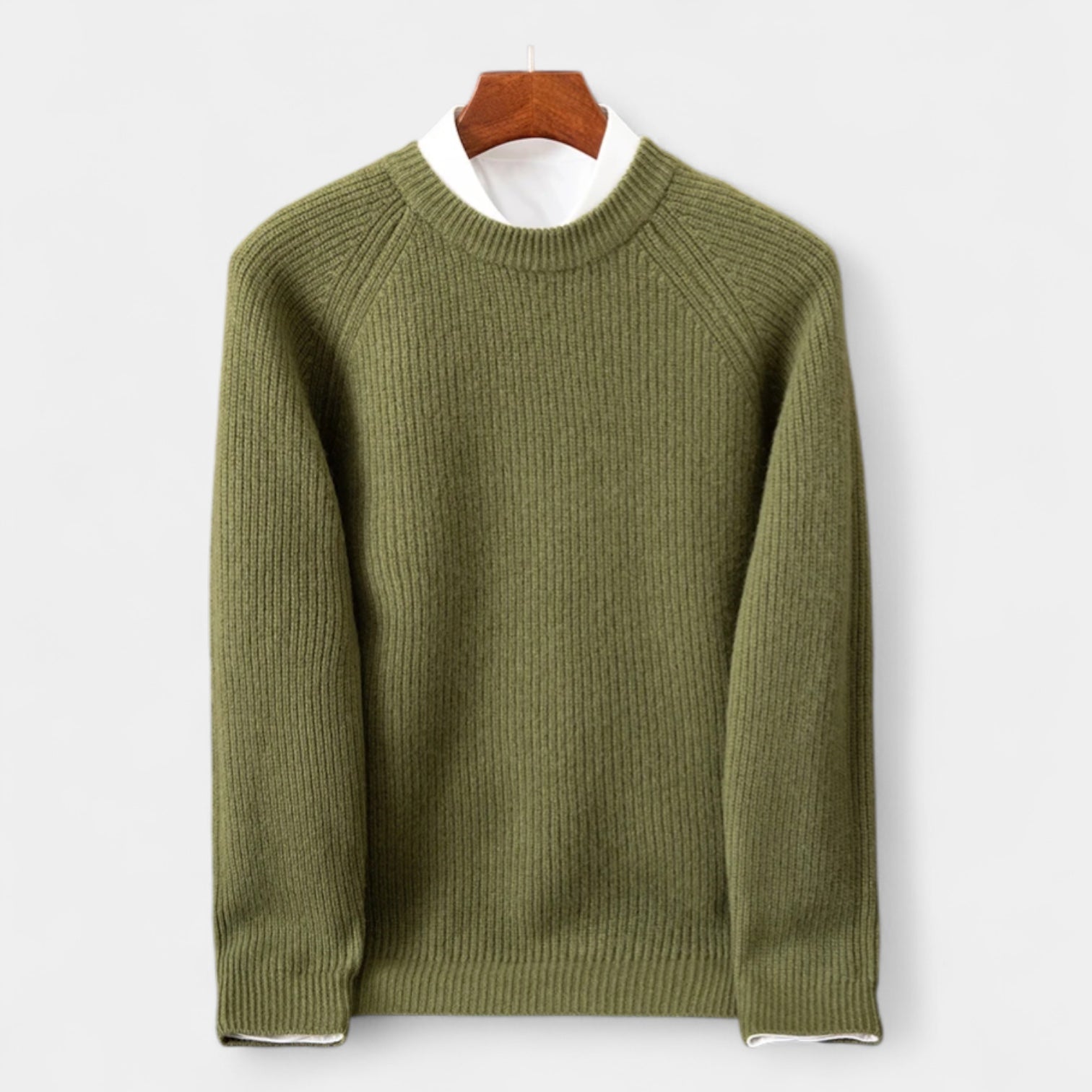 Norrskenberg | Herr Classic Merinoulltröja - Ribbade Raglanärmar