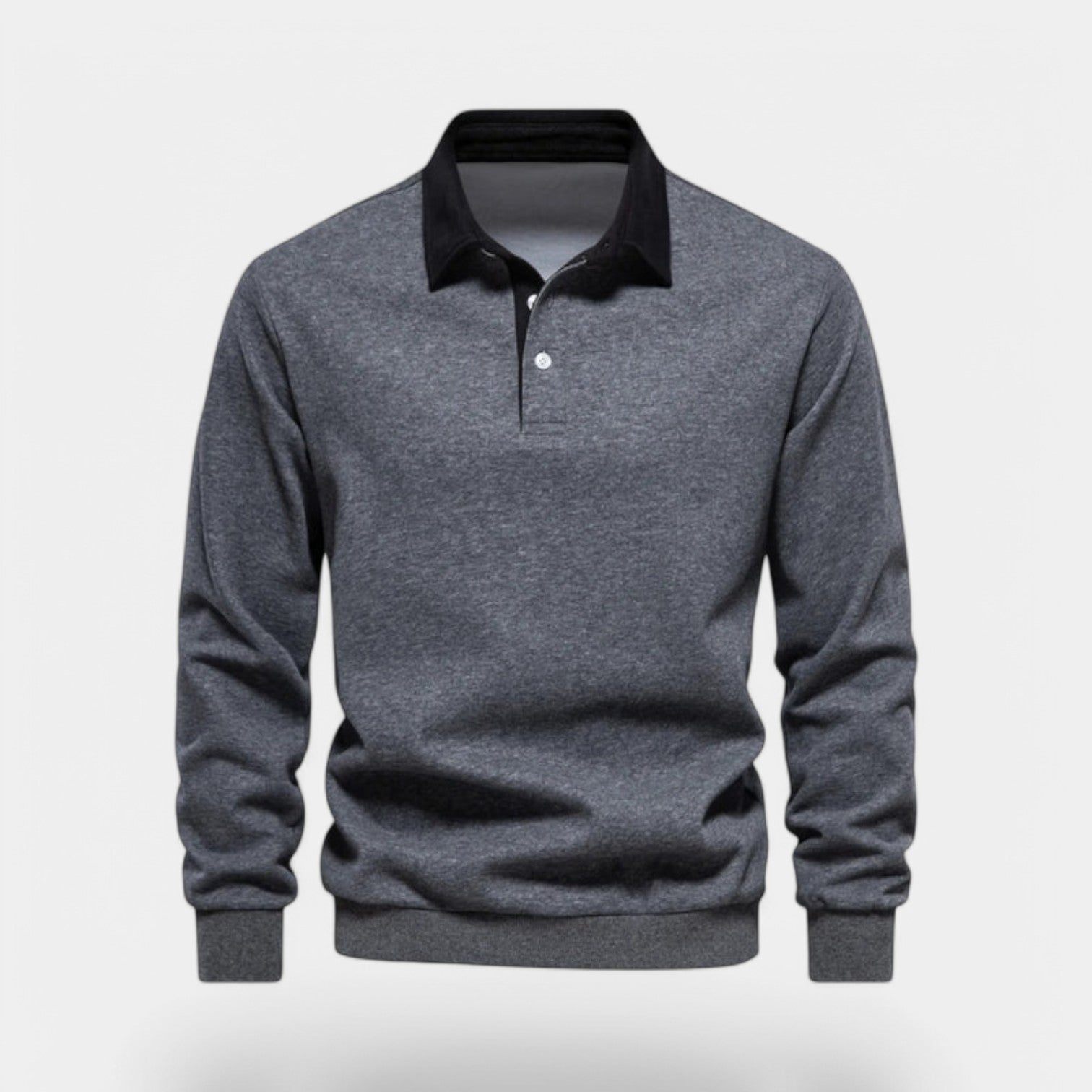 Norrskenberg | Herr Polo‑sweatshirt med Dresskrage – Bomullspullover