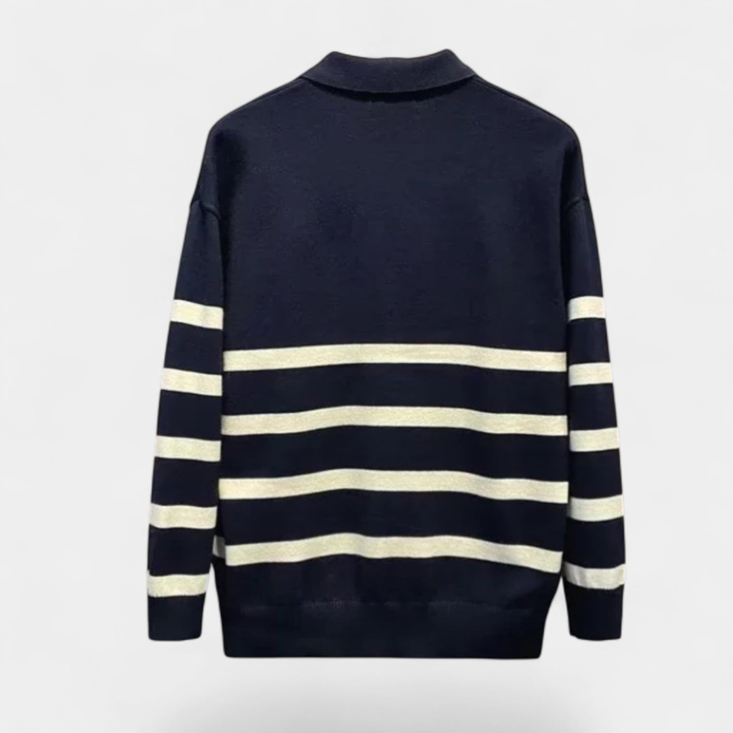 Norrskenberg | Randig Stickad Polo Piké-tröja för Herr