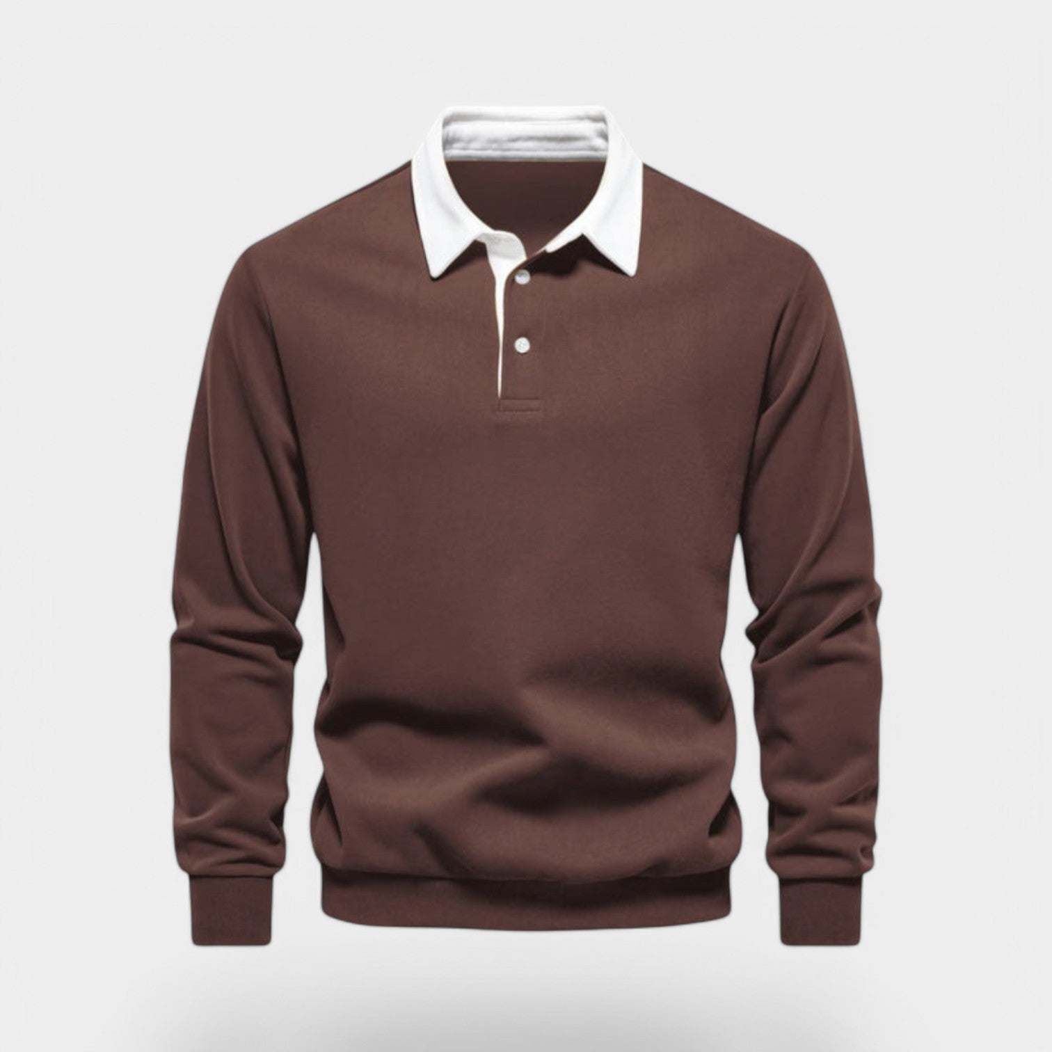 Norrskenberg | Herr Polo‑sweatshirt med Dresskrage – Bomullspullover