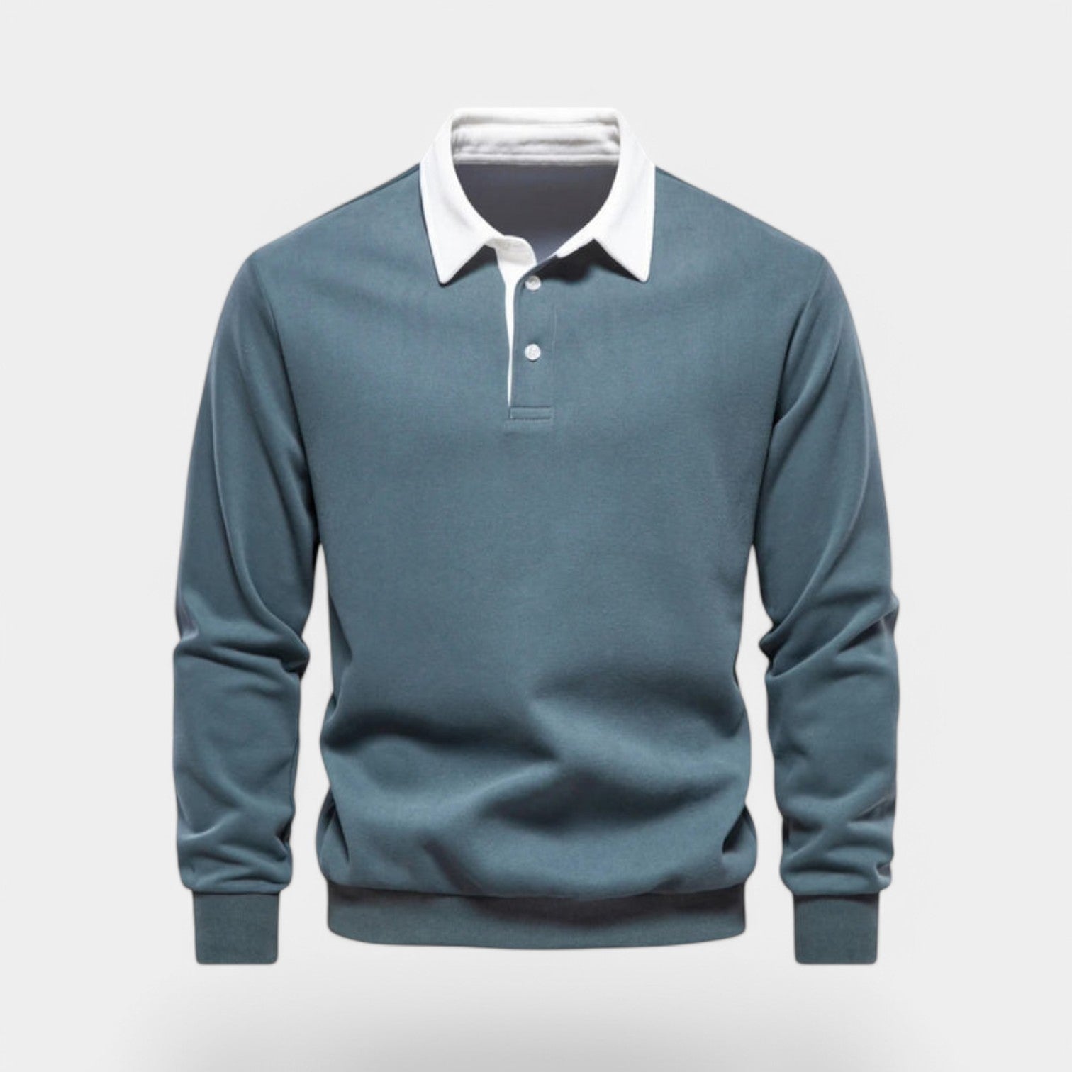 Norrskenberg | Herr Polo‑sweatshirt med Dresskrage – Bomullspullover