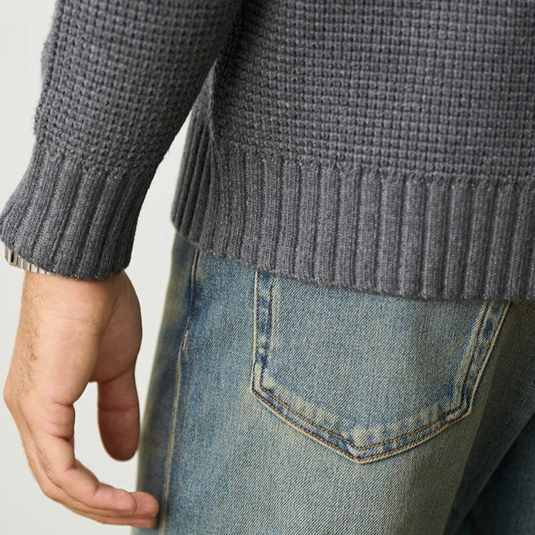 Norrskenberg | Henleytröja i Merinoull för Herr - Långärmad Stickad Pullover