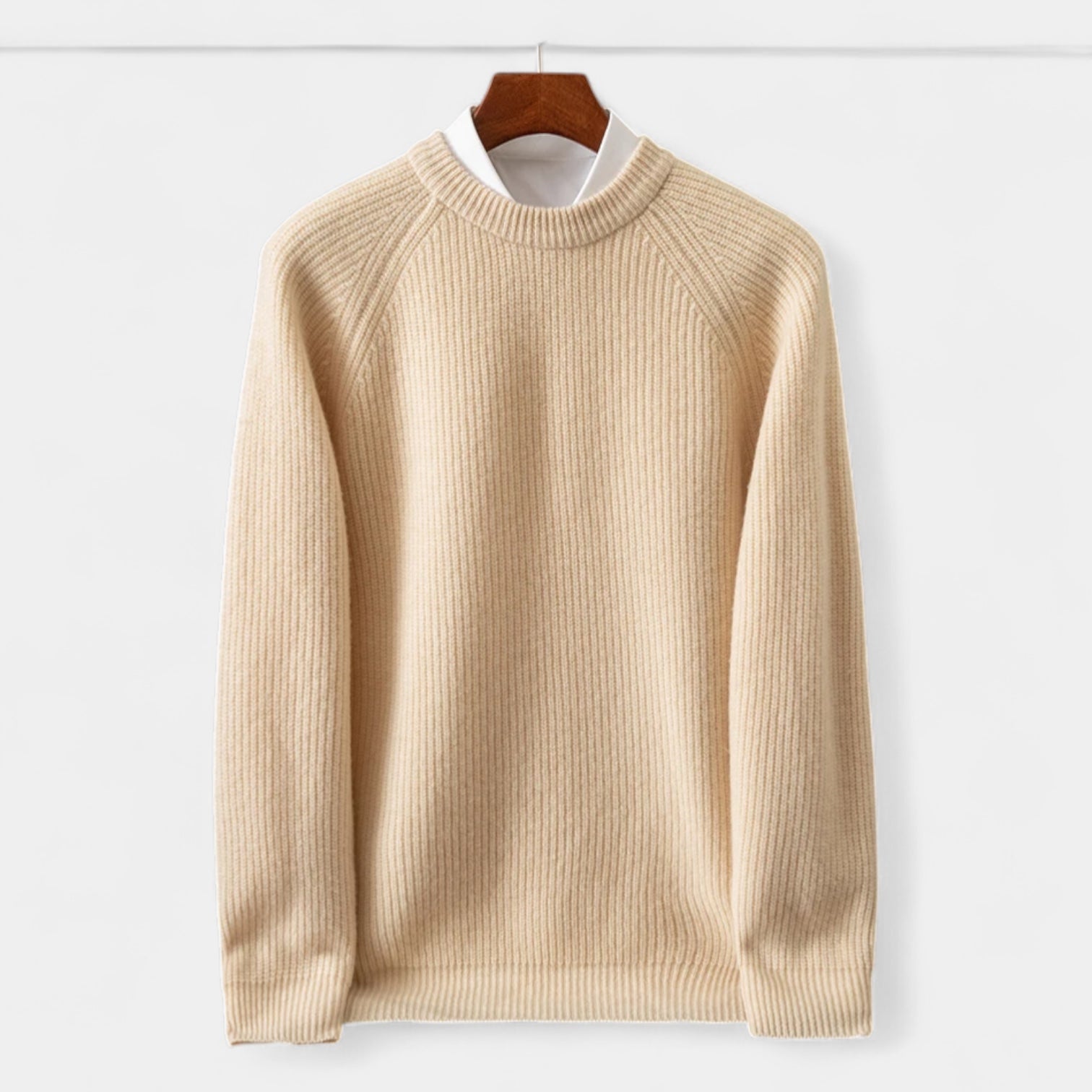 Norrskenberg | Herr Classic Merinoulltröja - Ribbade Raglanärmar