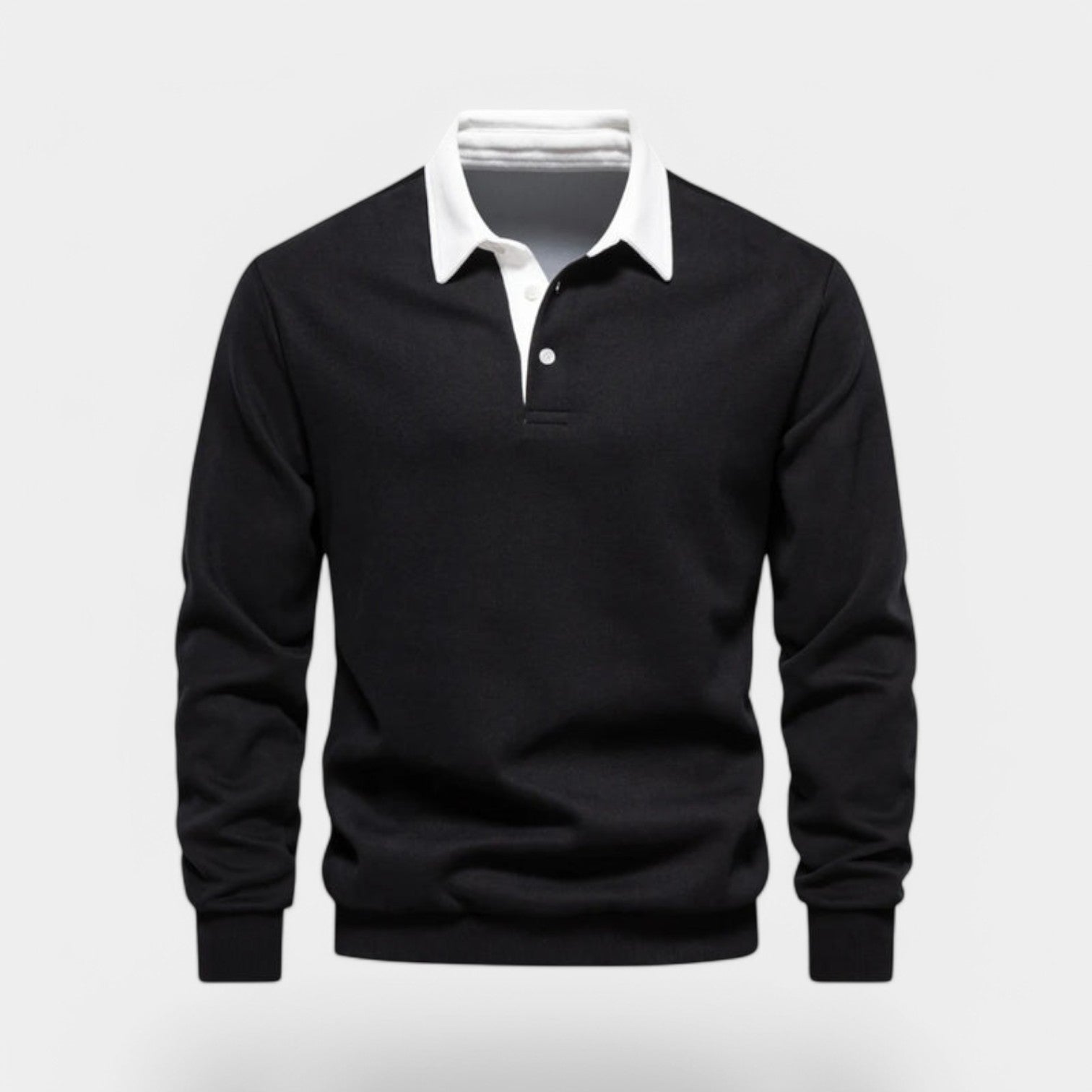 Norrskenberg | Herr Polo‑sweatshirt med Dresskrage – Bomullspullover