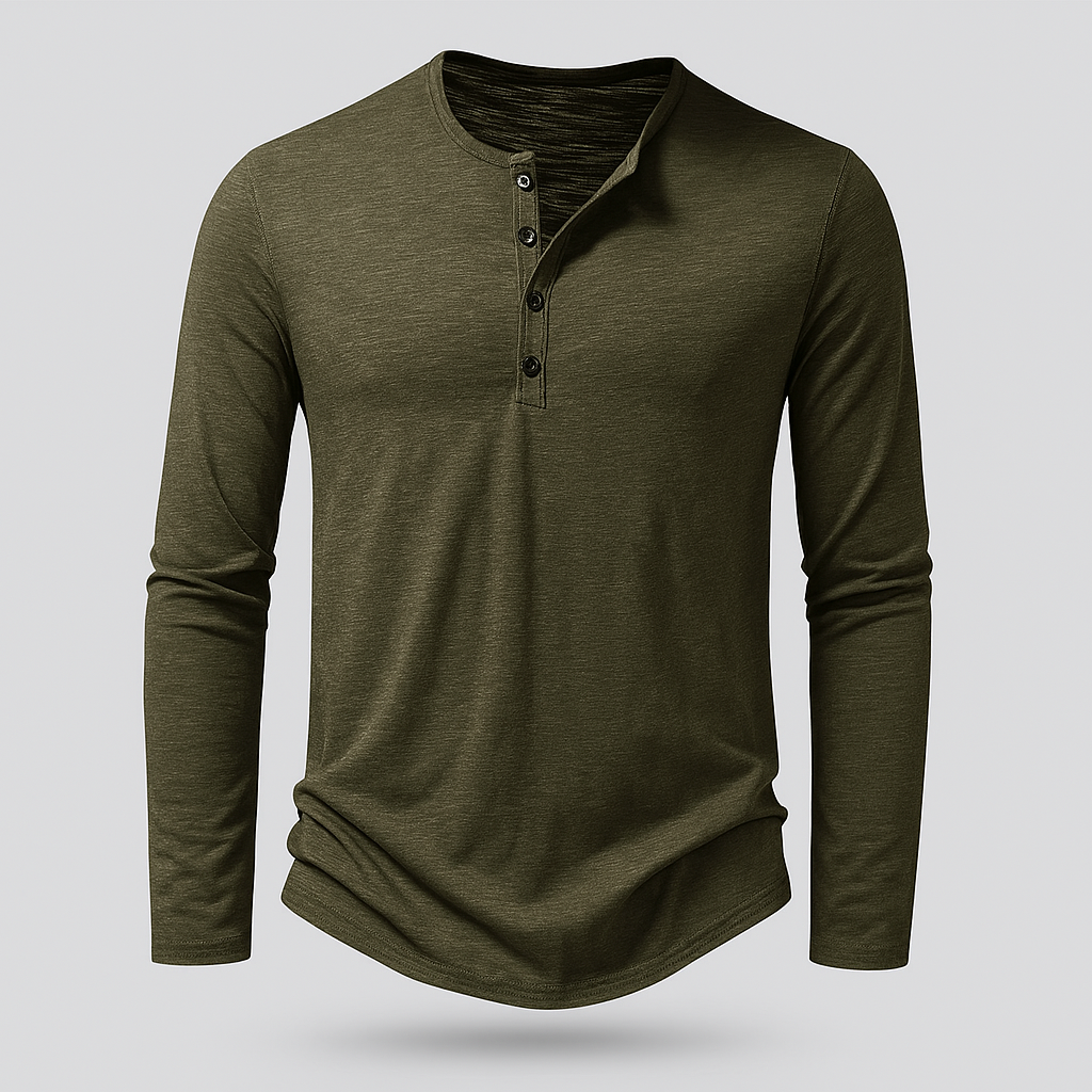 Norrskenberg | Långärmad Henley Skjorta i bomull | Casual Shirt