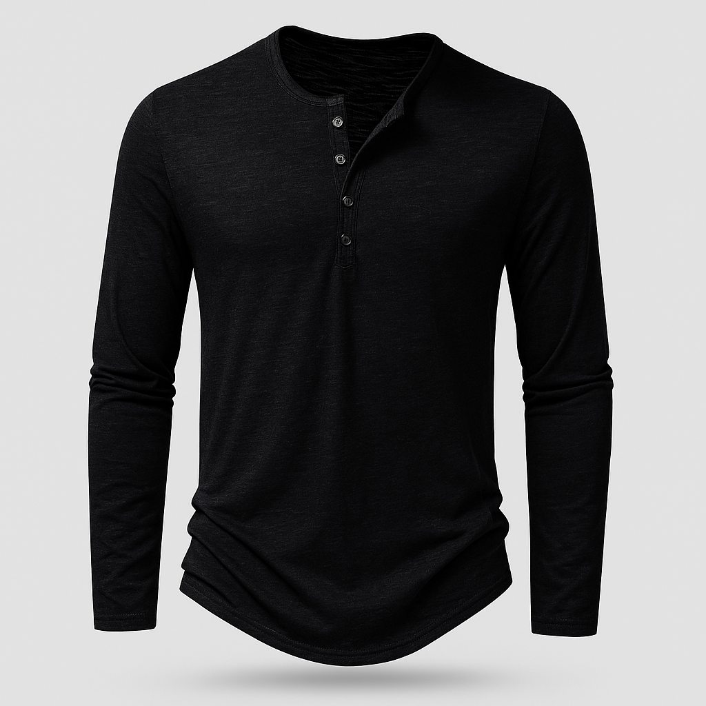 Norrskenberg | Långärmad Henley Skjorta i bomull | Casual Shirt