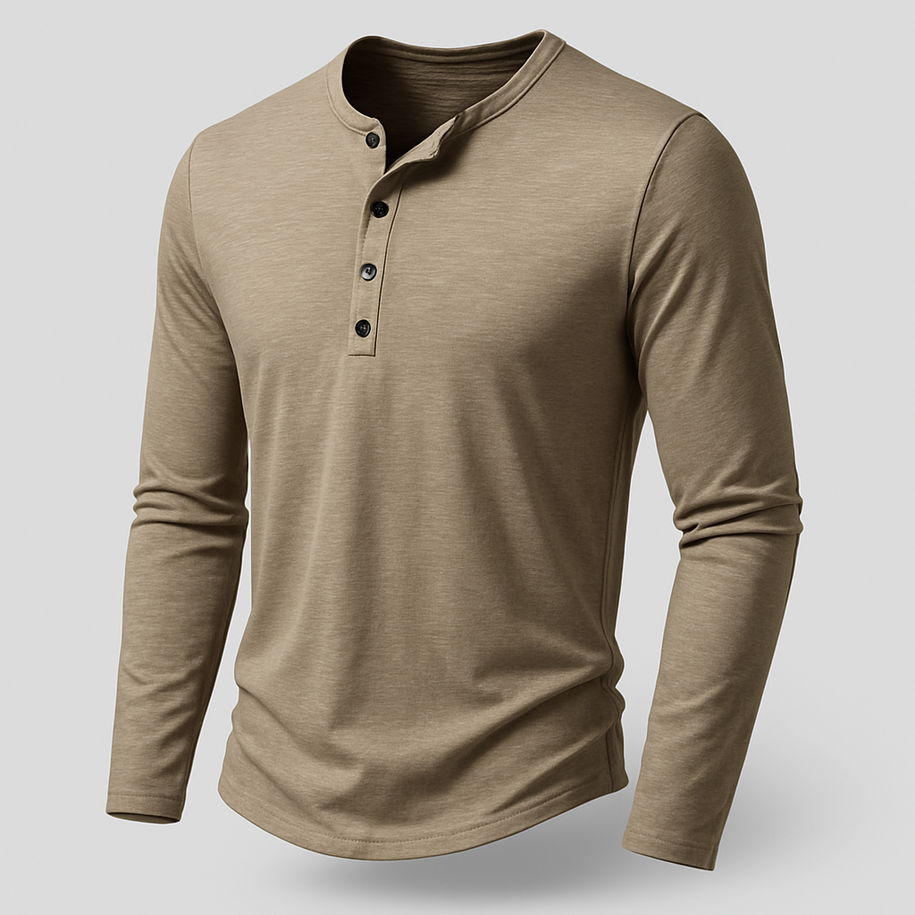 Norrskenberg | Långärmad Henley Skjorta i bomull | Casual Shirt
