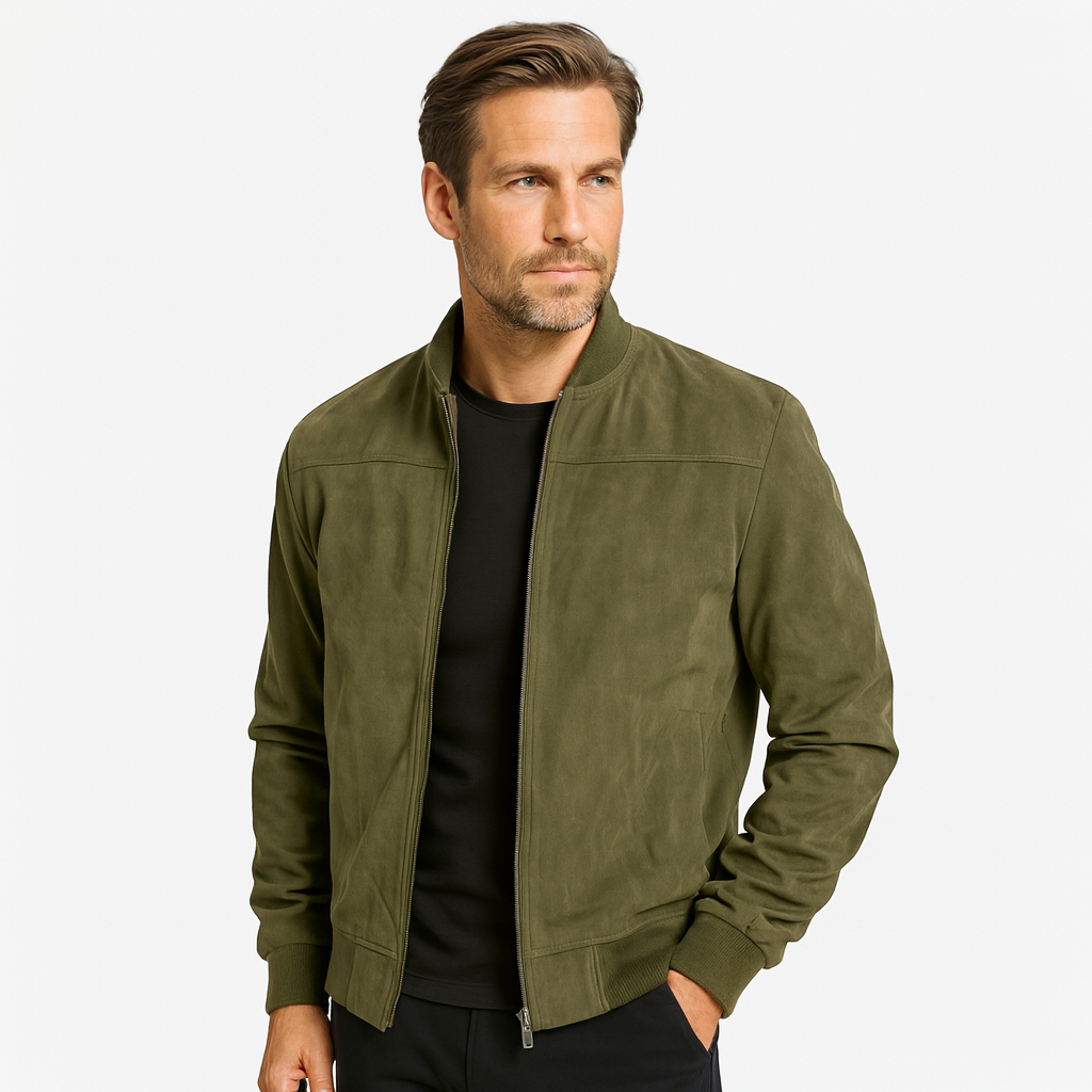 Norrskenberg | Bomberjacka för män - Mjuk fuskmocka