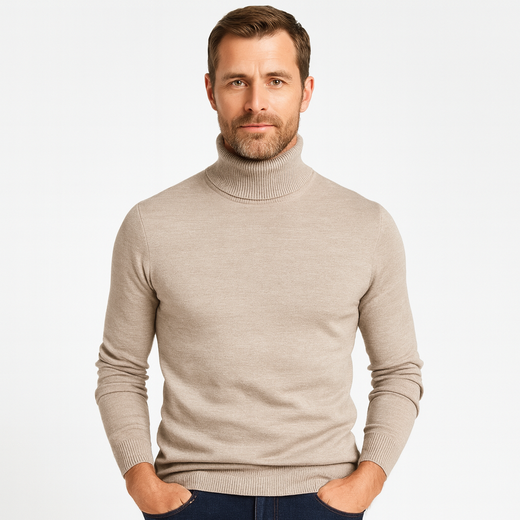 Norrskenberg | Ribbstickad Turtleneck-Tröja för Män