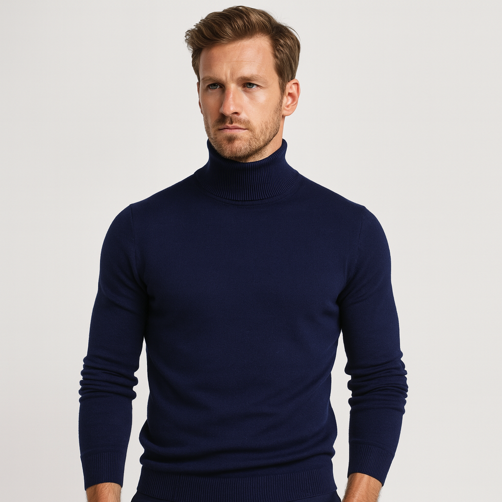 Norrskenberg | Ribbstickad Turtleneck-Tröja för Män