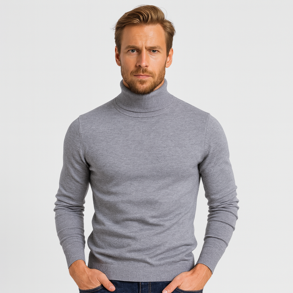 Norrskenberg | Ribbstickad Turtleneck-Tröja för Män