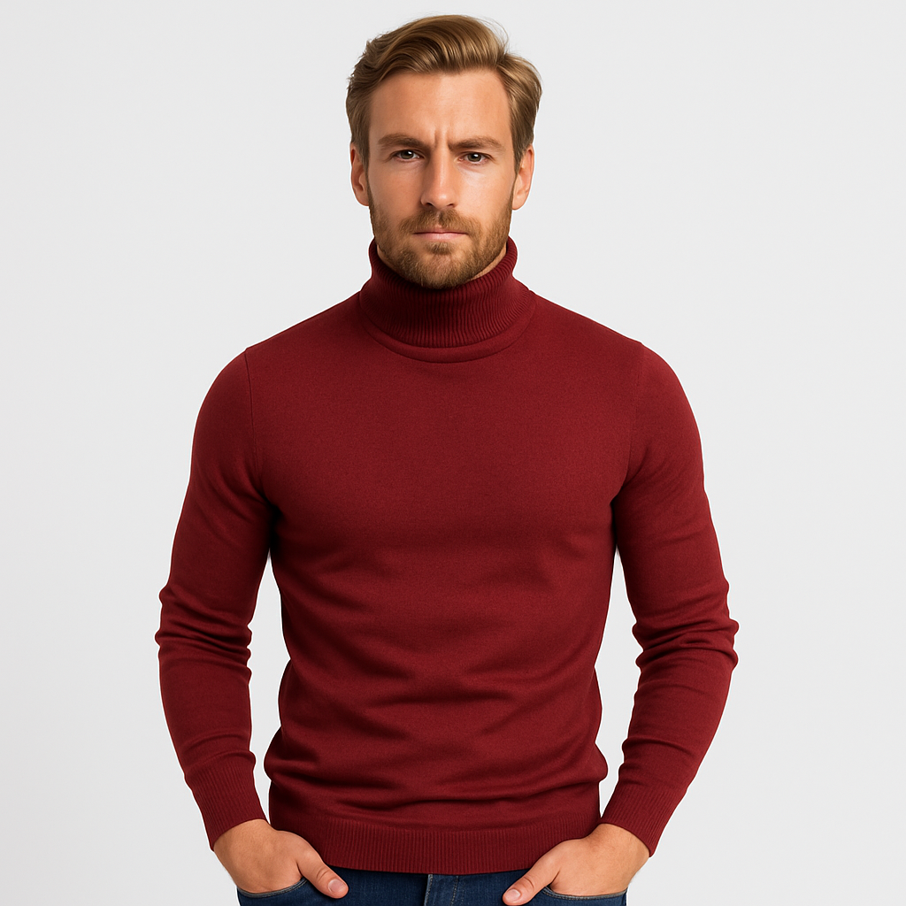 Norrskenberg | Ribbstickad Turtleneck-Tröja för Män