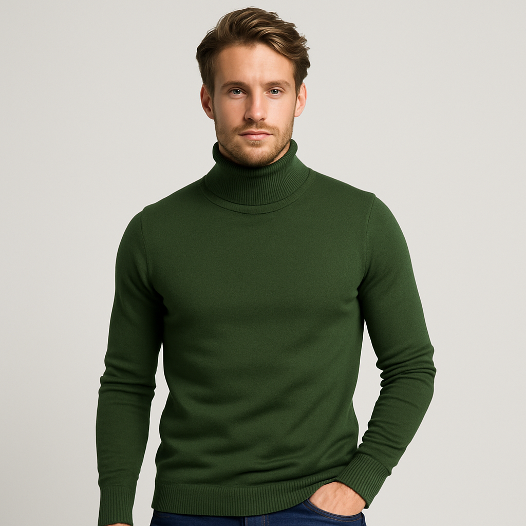 Norrskenberg | Ribbstickad Turtleneck-Tröja för Män