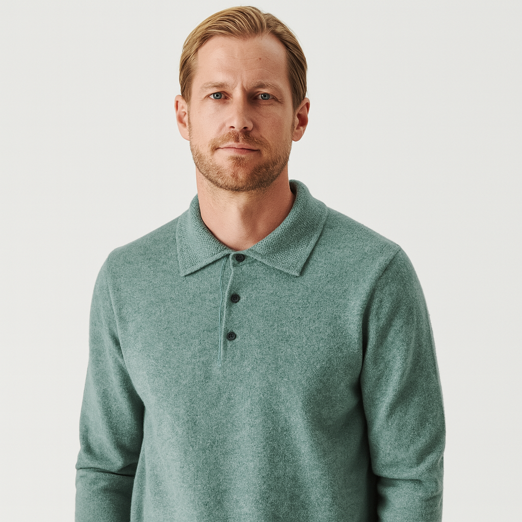 Norrskenberg | Cashmere Pikétröja för Män - Långärmad Polo