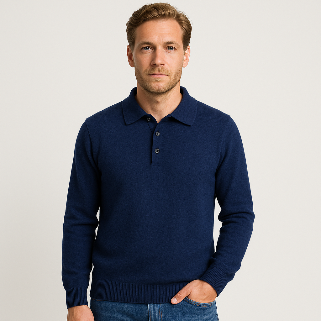 Norrskenberg | Cashmere Pikétröja för Män - Långärmad Polo