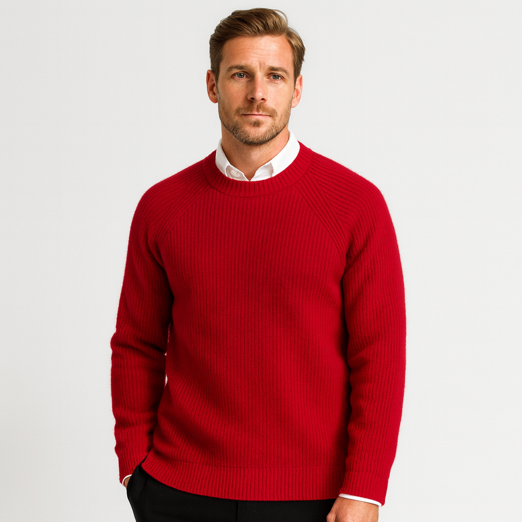 Norrskenberg | Herr Classic Merinoulltröja - Ribbade Raglanärmar