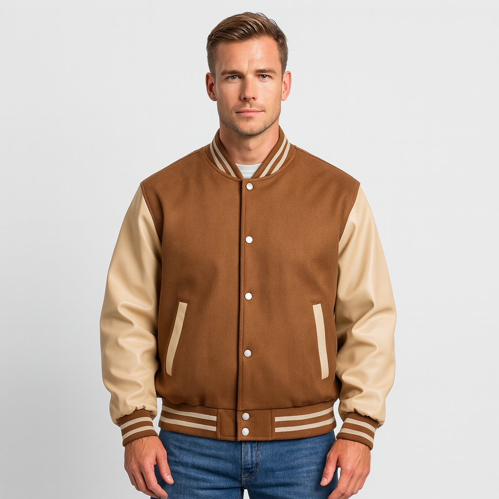 Norrskenberg | Collegejacka med Läderärmar - Baseball Jacka