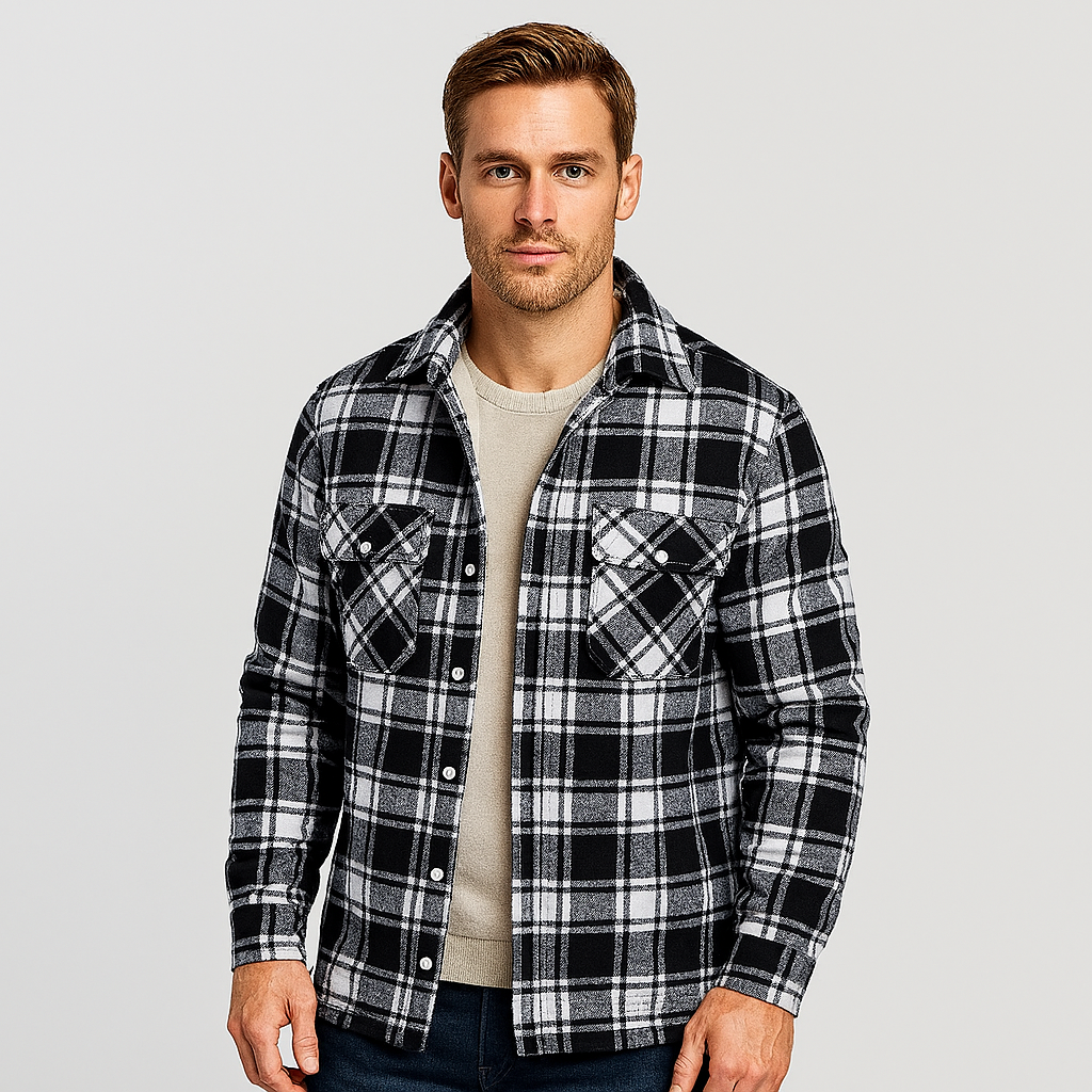 Norrskenberg | Herr Flanellskjorta med Fleecefoder - Overshirt